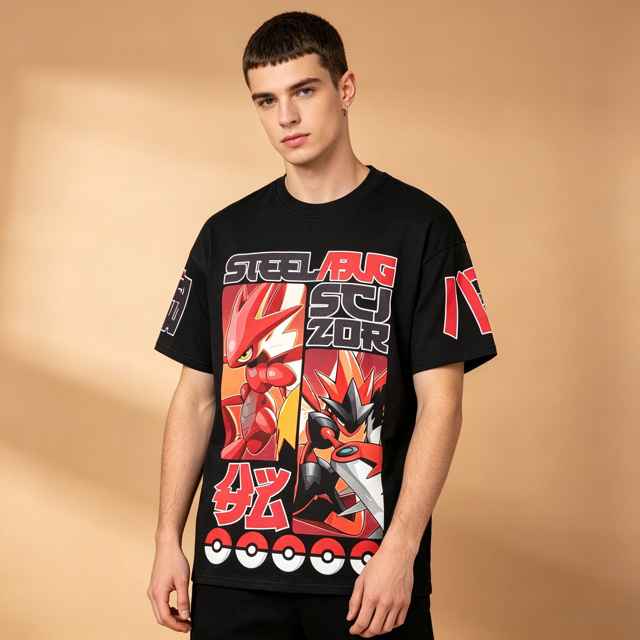 Retro Gaming Shirt - Men's Vintage Grid Anime T-Shirt, Pokemon