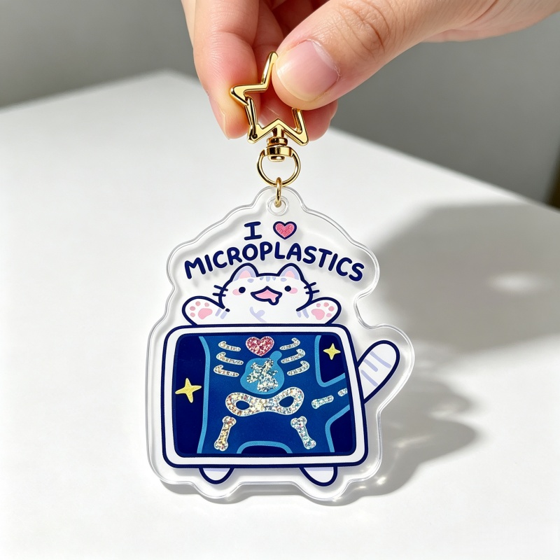 I Love Microplastics Cat Acryl - огляд і ціна Retro Gaming Keychain