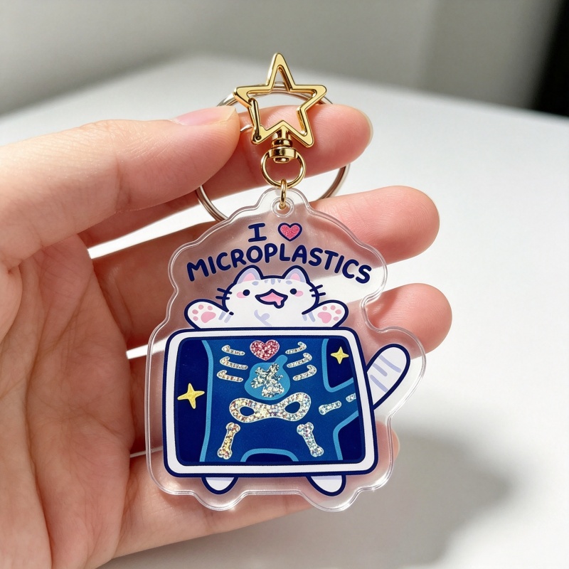 I Love Microplastics Cat Acryl - огляд і ціна Retro Gaming Keychain
